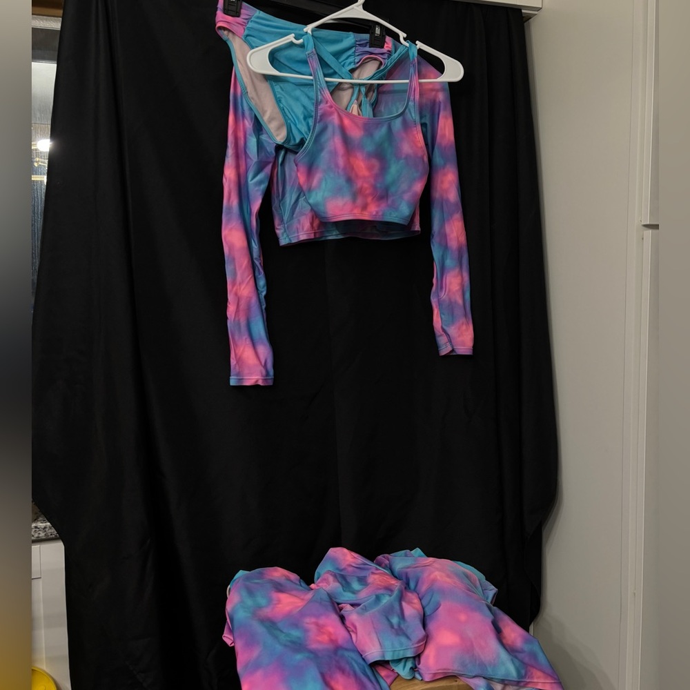 More Than Magic Blue and Pink Tie Dye Swimsuit Set (3 pieces per set) - 4 sets